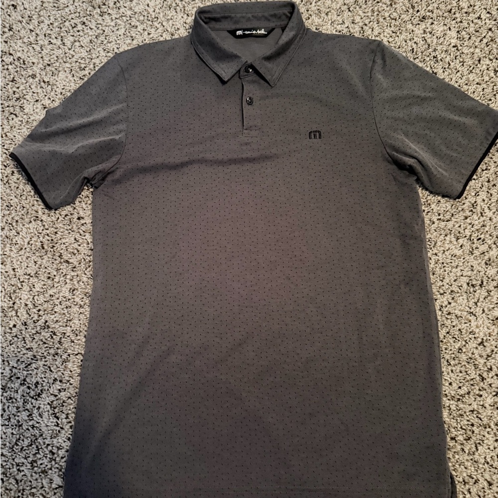 Travis Mathew Men's Charcoal Perforated Polo